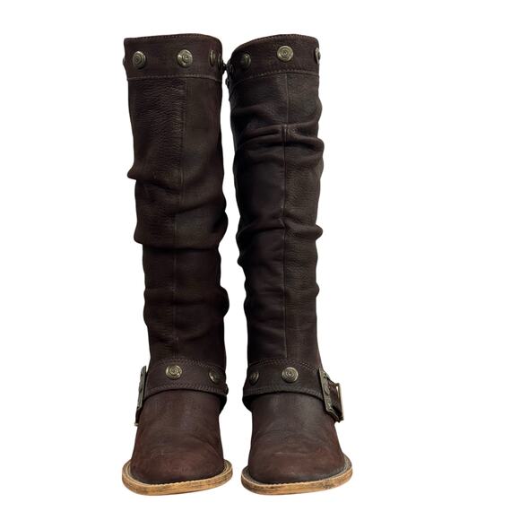 Rosemetal Slouchy Western Harness Boot 36.5 Women's Tall Brown Cowgirl Steampunk - Picture 4 of 16